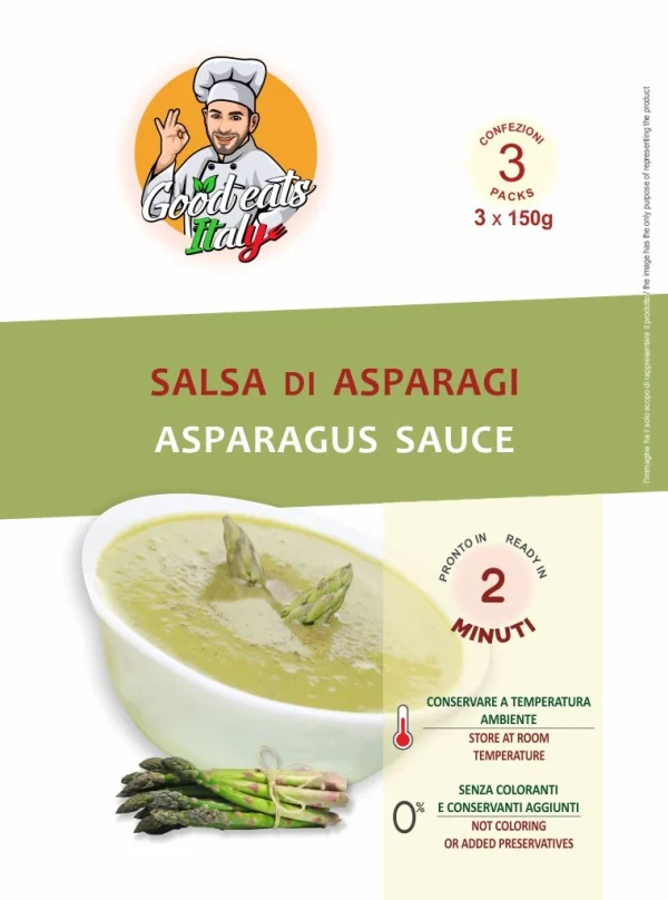 Asparagus Sauce. ready to eat and cook under 2 minutes. Product made in Italy