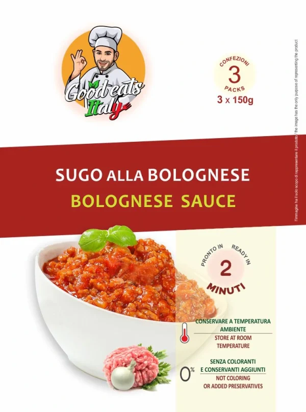 Bolognese Sauce. ready to eat and cook under 2 minutes. Product made in Italy