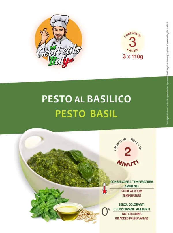 Pesto Sauce. ready to eat and cook under 2 minutes. Product made in Italy