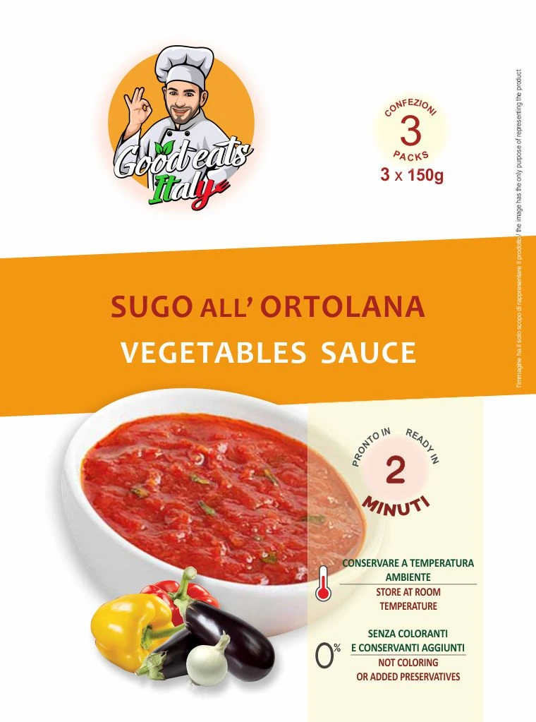 Vegetables Sauce. ready to eat and cook under 2 minutes. Product made in Italy