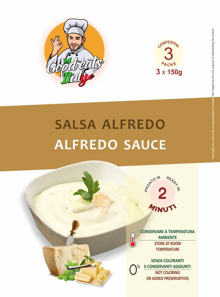 Alfredo Sauce. ready to eat and cook under 2 minutes. Product made in Italy